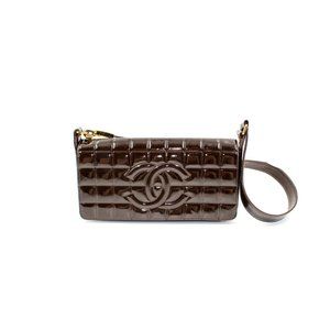 Chanel Chocolate Bar East/West Flap Patent Leather Shoulder Bag